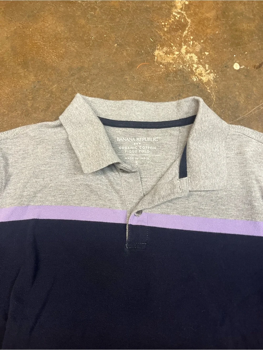 Men’s Short Sleeve Polo Top - Gray & Navy Colorblock